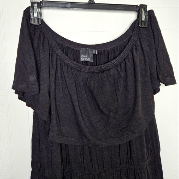 Asos Curve Plus Black Jumpsuit Off Shoulder Layered Ruffle Top Wide Leg 20 EUC - Picture 3 of 15